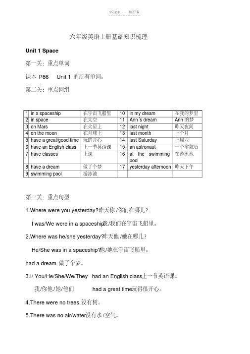 北师大版六年级英语上册基础知识梳理(20201226114506)