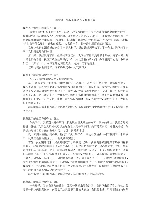 我发现了蚂蚁的秘密作文优秀5篇