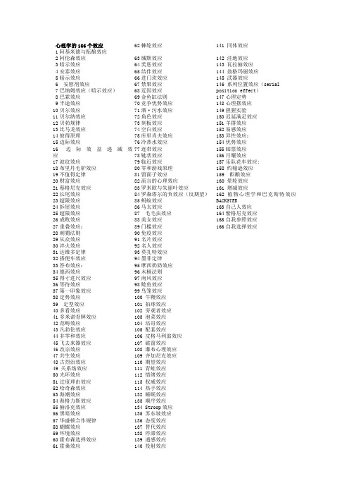 !目录 心理学的166个效应 心理学174个现象【个人整理版】