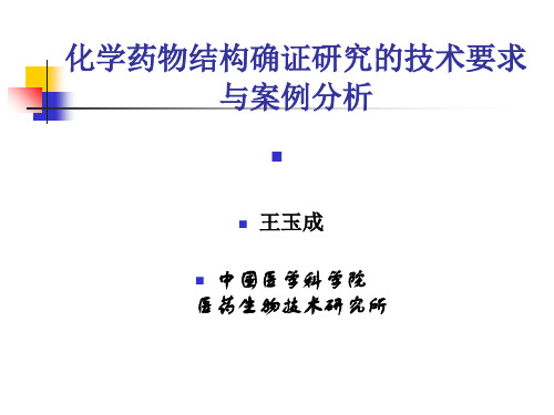 化学药物结构确证研究的技术要求与案例分析--王玉成中国医学科学院医药生物技术研究所