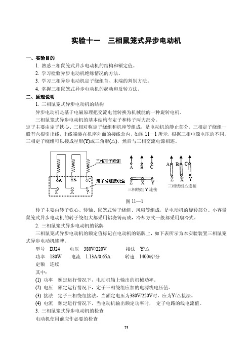 实验十一 三相鼠笼式异步电动机