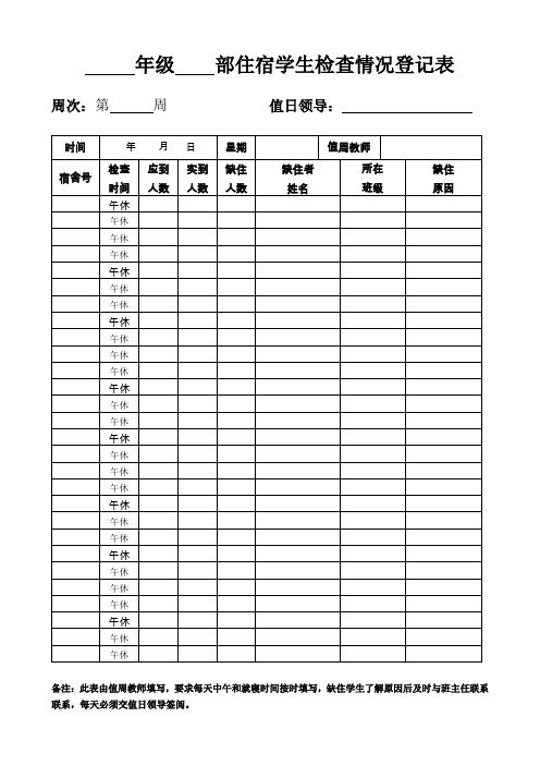 部住宿学生检查情况登记A4(1)