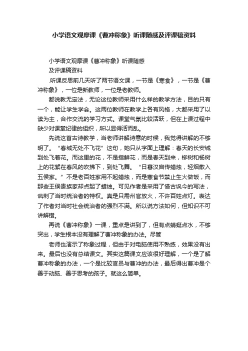 小学语文观摩课《曹冲称象》听课随感及评课稿资料