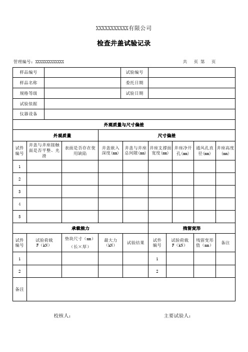 检查井盖试验记录(模板)