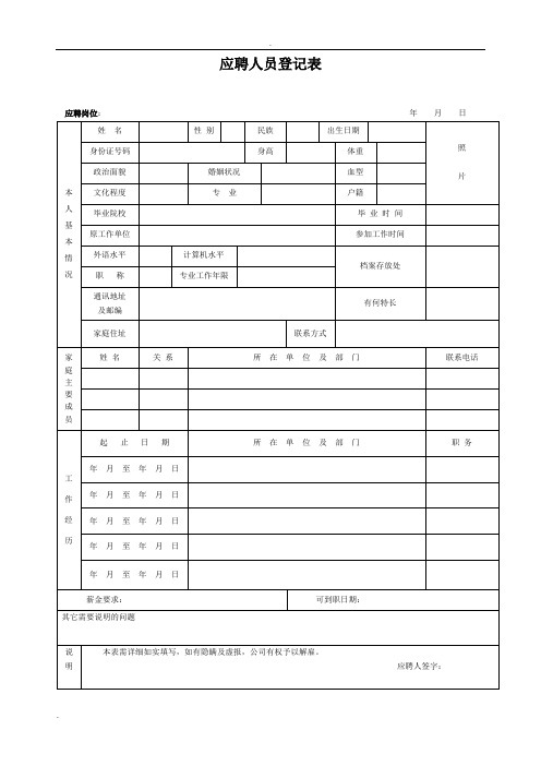 应聘表格范本