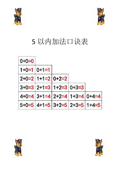 5以内加法练习题50套