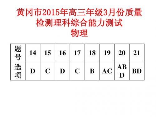 黄冈市2015年高三年级3月份质量检测理科综合能力测试物理