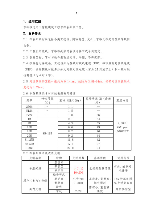 综合布线施工工艺及质量验收标准