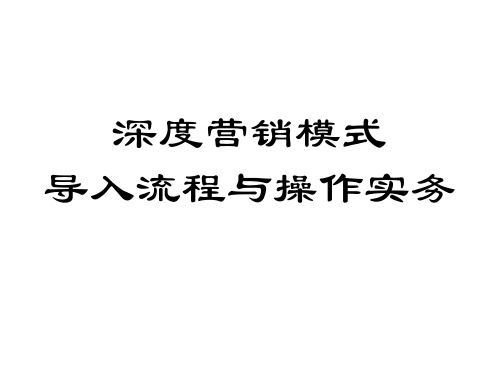 深度营销模式导入流程与操作实务