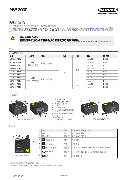 banner engineering abr3000系列快速入门指南说明书