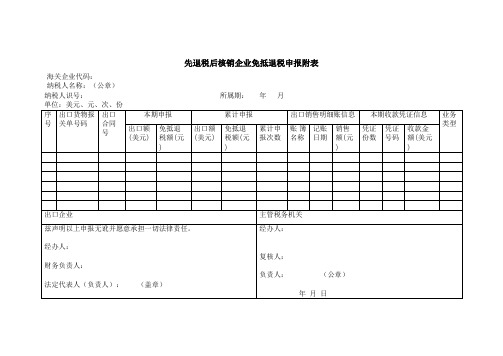 《先退税后核销企业免抵退税申报附表》