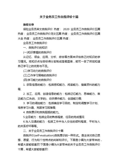 关于业务员工作自我评价十篇