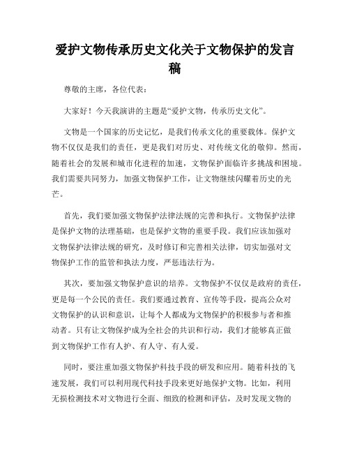 爱护文物传承历史文化关于文物保护的发言稿