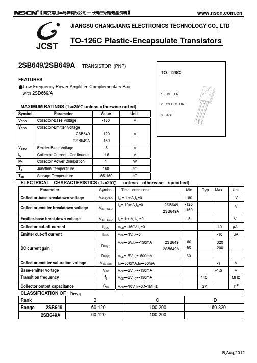 2SB649A三极管规格书