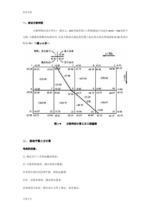 方格网计算土方例题