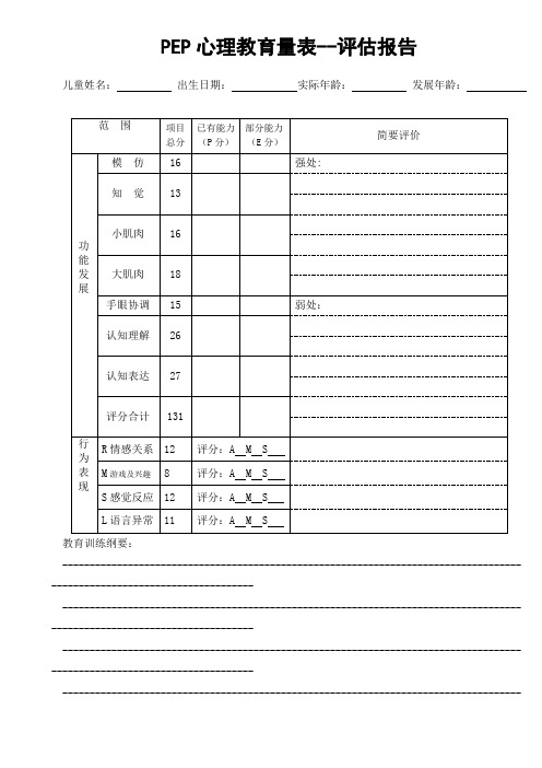 PEP-3心理教育量表--评估报告