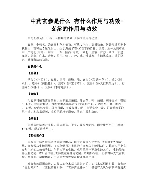 中药玄参是什么有什么作用与功效玄参的作用与功效