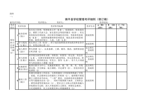 镇平县学校管理考评细则(修订稿)