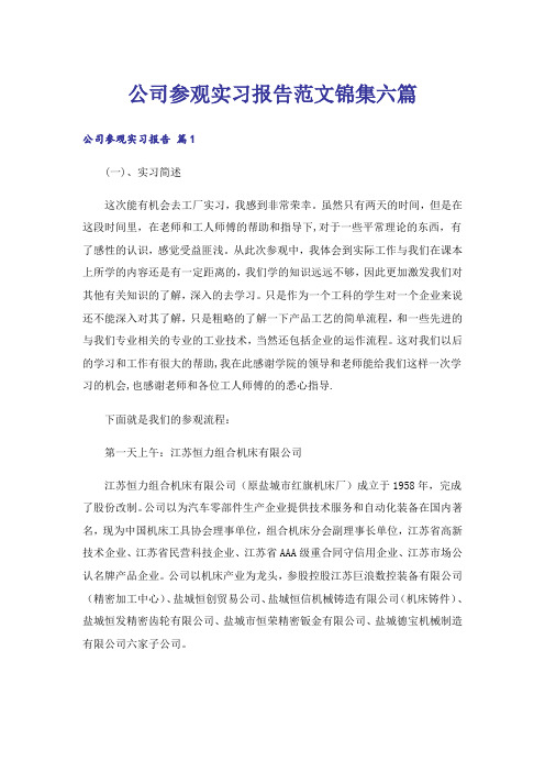 公司参观实习报告范文锦集六篇