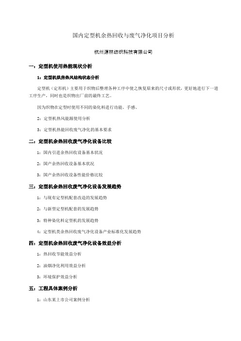 国内定型机余热回收与废气净化项目分析