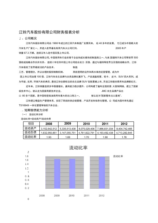 江铃汽车财务报表分析