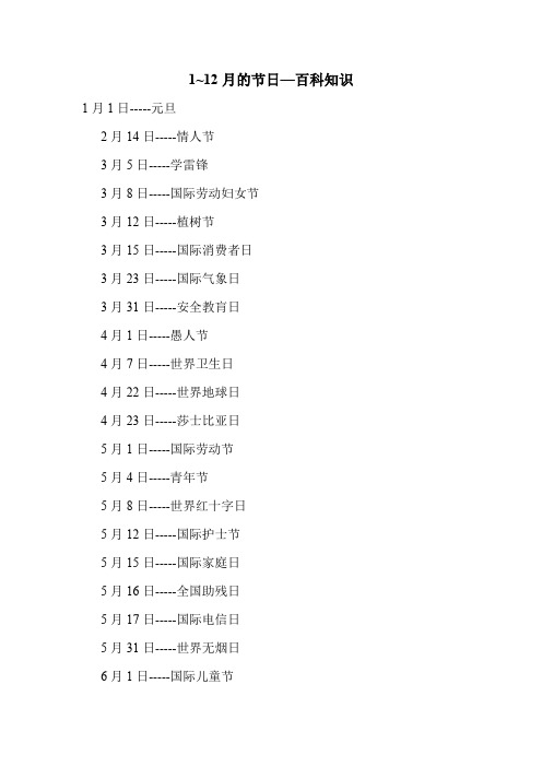 1~12月的节日—百科知识.doc