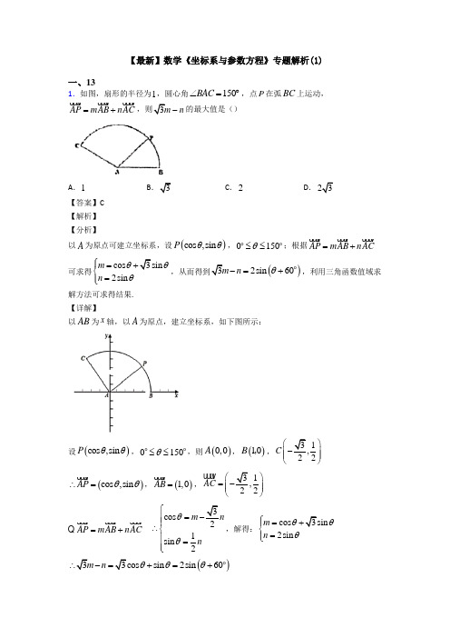 高考数学压轴专题新备战高考《坐标系与参数方程》知识点总复习有答案解析