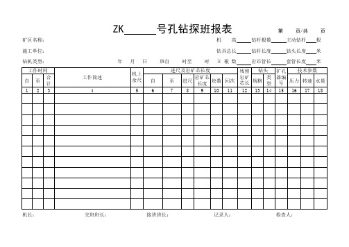 钻探班报表