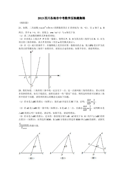 2013四川各地市中考数学压轴题集锦