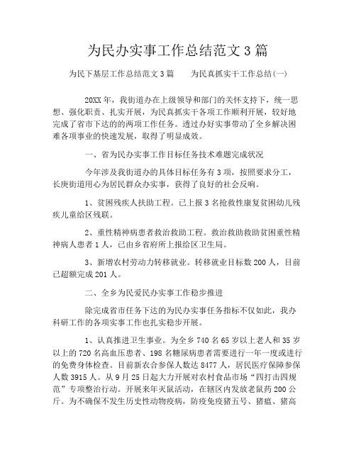 为民办实事工作总结范文3篇