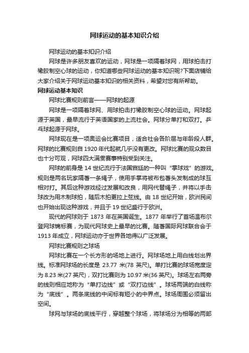 网球运动的基本知识介绍