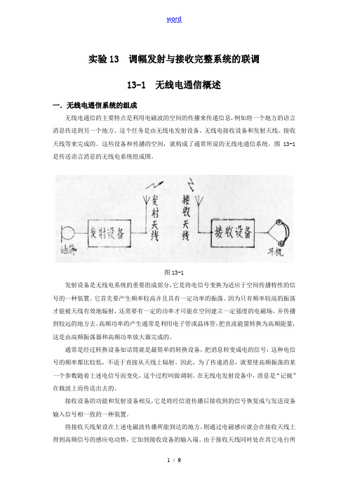 实验13  调幅发射与接收完整系统的联调