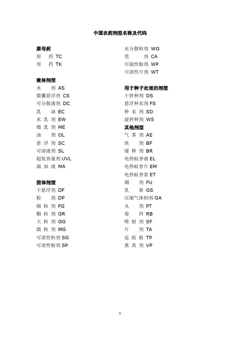 农药剂型大全【范本模板】