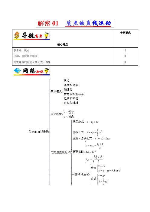 解密01 质点的直线运动-备战2019年高考物理之高频考点解密 Word版含解析