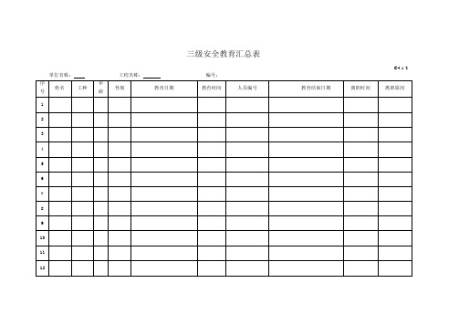 三级安全教育汇总表