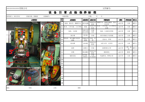 点检标准表(开式可倾压力机)