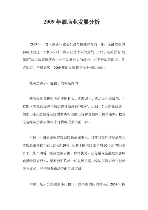 2009年酒店业发展分析