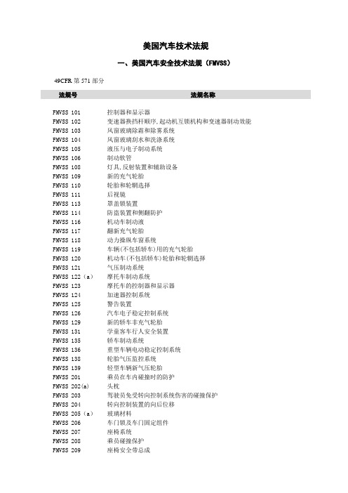 美国汽车技术法规