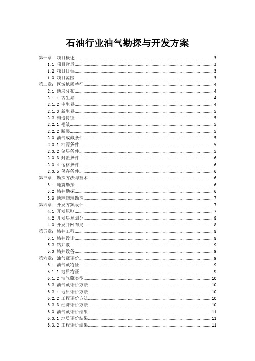 石油行业油气勘探与开发方案