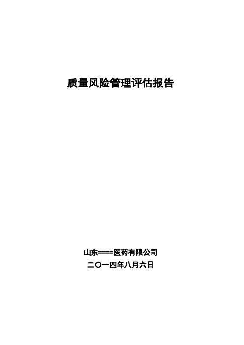 质量风险管理评估报告