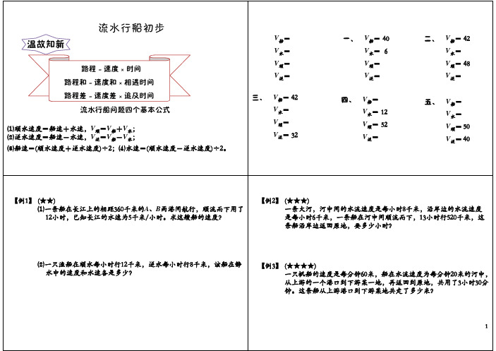 小学四年级奥数竞赛班讲义 第27讲：流水行船初步