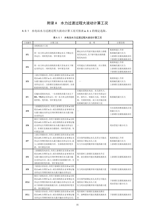 水电站水力过渡过程大波动、小波动、力干扰计算工况