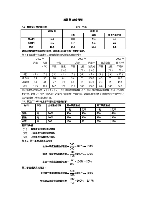 统计学第4章综合指标