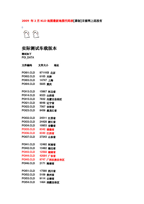 2009 凯立德地图最新地图代码表