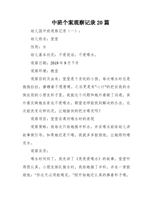 中班个案观察记录20篇