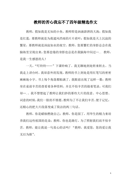 教师的苦心我忘不了四年级精选作文