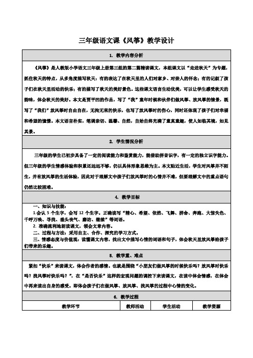 小学语文优质课一等奖--风筝教学设计