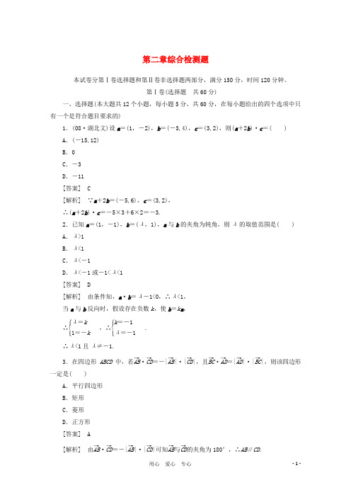 高中数学 第二章 综合检测题 新人教A版必修4