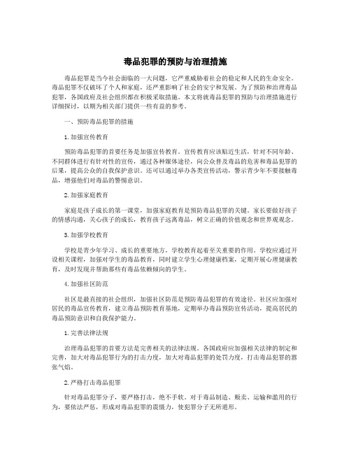 毒品犯罪的预防与治理措施