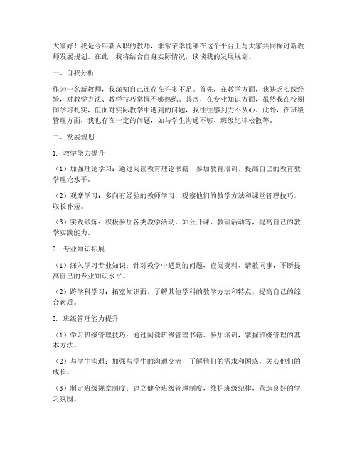 新教师发展规划研讨发言稿